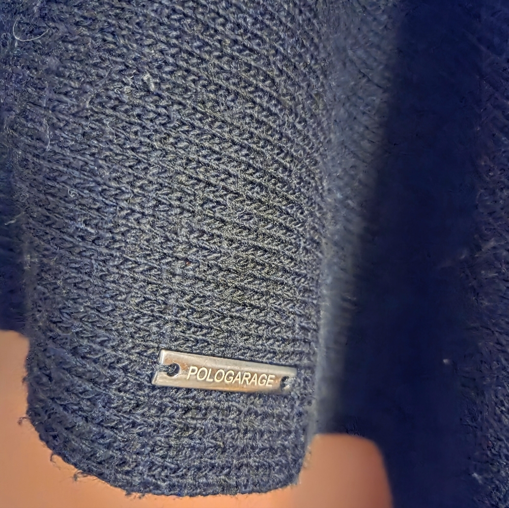 Polo Garage Black Hooded Knit Poncho Sweater One Size - Picture 6 of 6